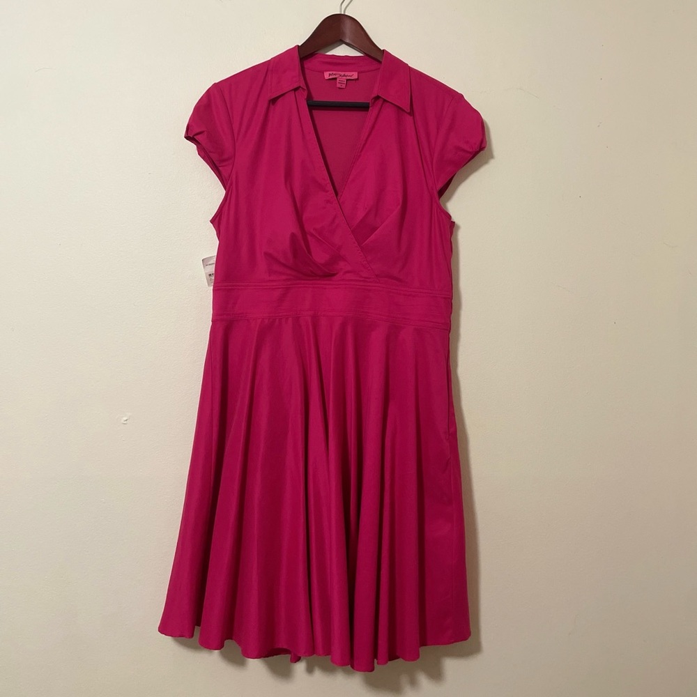 Betsy Johnson Size 14 Barbie Pink “Cosmopolitan” Retro Faux-Wrap Dress